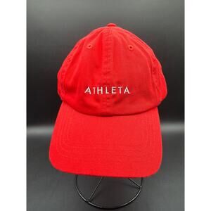 Athleta Womens Red Baseball Cap Adjustable Strap Hat Athletic Casual